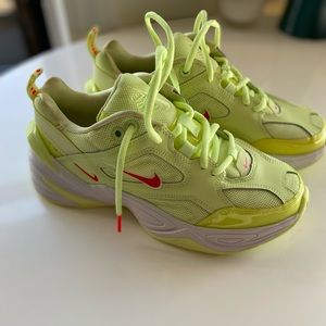 Nike neon yellow/green sneakers with red detailing